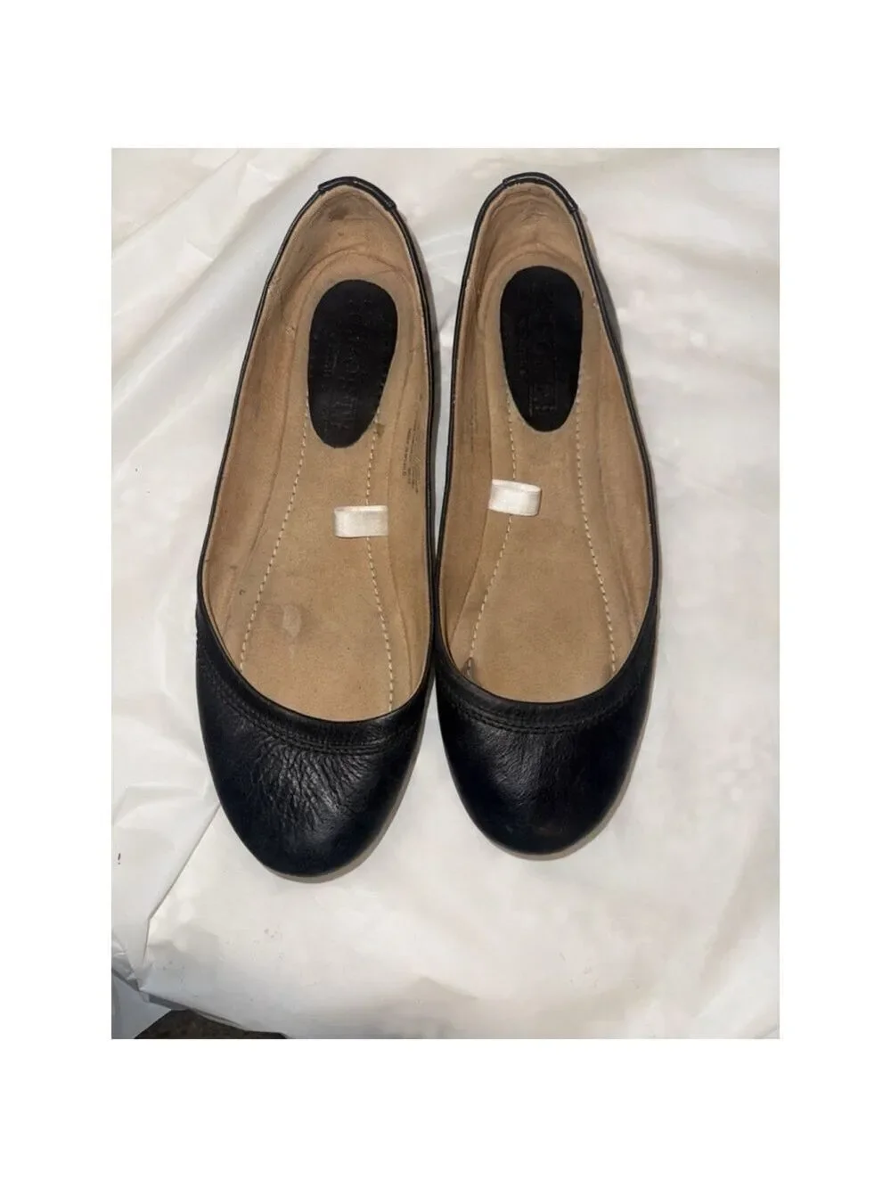 70 Post Paris flat black Leather slip On Mexico size 8